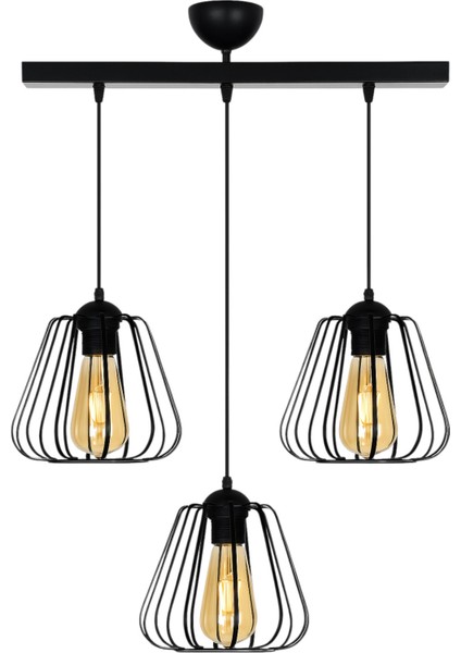 Turna 3’lü Modern Camsız Sıralı Sarkıt Avize – Siyah, Metal Gövde, Paslanmaz ve Şık Tasarım fiyatları