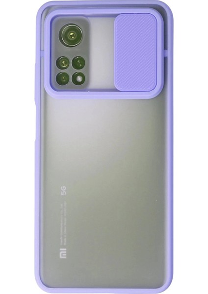 Bfs Xiaomi Mi 10T Kılıf Palm Buzlu Kamera Sürgülü Silikon - Lila