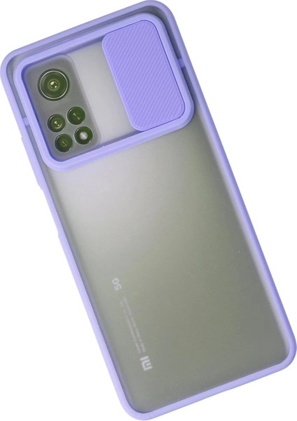 Bfs Xiaomi Mi 10T Kılıf Palm Buzlu Kamera Sürgülü Silikon - Lila modelleri