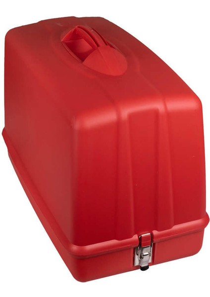 Kırmızı Plastik Dikiş Makinesi Çantası, Menteşeli ve Şık Tasarım