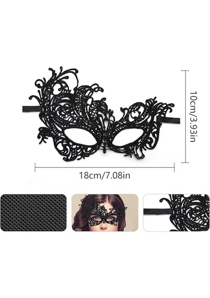 Siyah Dantel Işlemeli Parti Maskesi modelleri