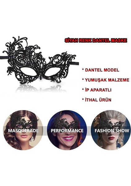 Siyah Dantel Işlemeli Parti Maskesi fırsatları