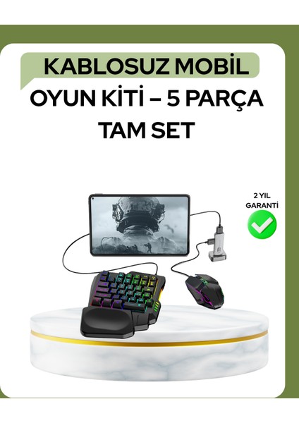 Mobil Pubg Oyuncuları Için 5in1 Klavye Mouse Oyun Seti – Bt5.3 Destekli