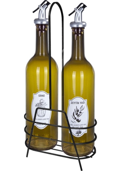 2'li Cam Yağdanlık Zeytinyağlık & Sirkelik Seti – Metal Standlı, Şık Tasarım (750CC) fırsatları