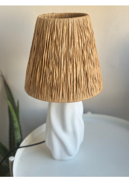 Hasır Başlıklı Ham Seramik Dalgalı Abajur fiyatları