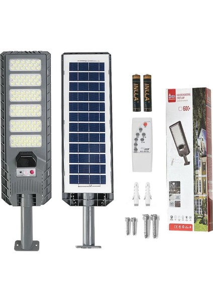 600W Güneş Enerjili Dış Mekan Lamba IP65 Su Geçirmez Uzaktan Kumandalı Ultra Parlak LED Aydınlatma