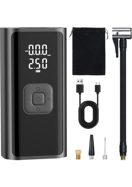 A7744 Dijital LCD Ekranlı 4500 MAH Hava Kompresörü / Powerbank Özellikli Şişirme Pompası