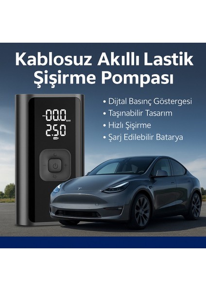 A7744 Dijital LCD Ekranlı 4500 MAH Hava Kompresörü / Powerbank Özellikli Şişirme Pompası fiyatları