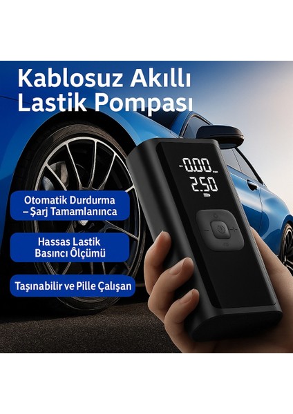 A7744 Dijital LCD Ekranlı 4500 MAH Hava Kompresörü / Powerbank Özellikli Şişirme Pompası indirimleri