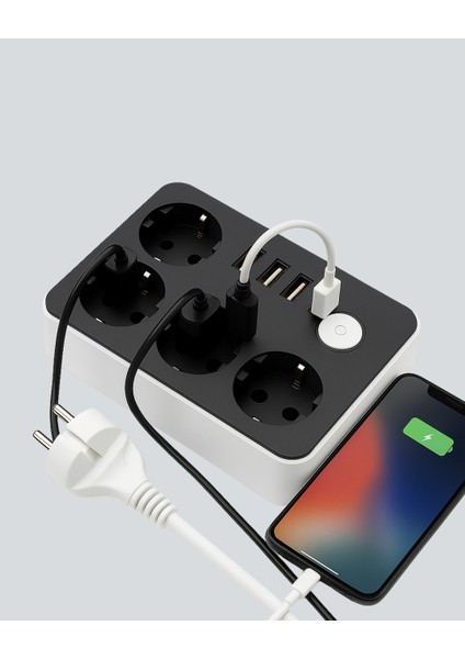Akım Korumalı 3 USB Portlu 4’lü Priz 4.1A Hızlı Şarj indirimleri
