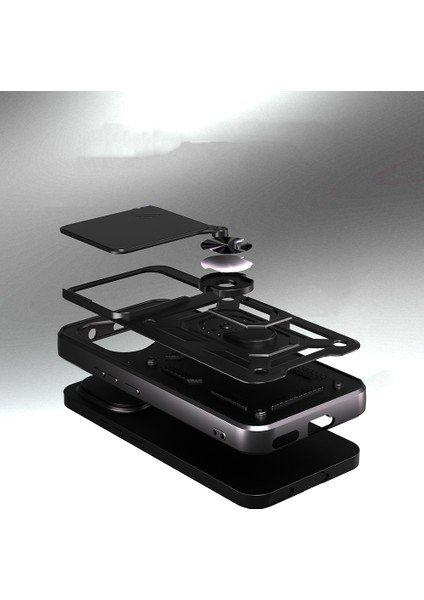 Honor 400 Kılıf Magnetik Standlı Kamera Korumalı Zore Sürgülü Kapak - Mavi