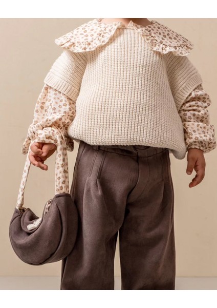 Çiçek Detaylı Çantalı Triko Takım - Kız Bebek Minimal Stil & Konforlu Tasarım modelleri