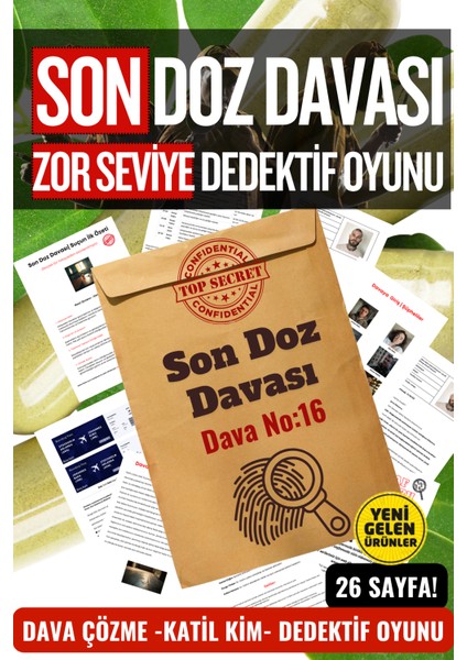 Son Doz Davası - Dava Çözme Oyunu - Zor Seviye Dedektif Oyunu Suçluyu Bulma, Cinayet Çözme Oyunu