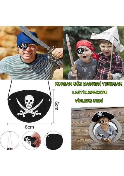 Vinleks Deri Korsan Göz Bandı Lastikli