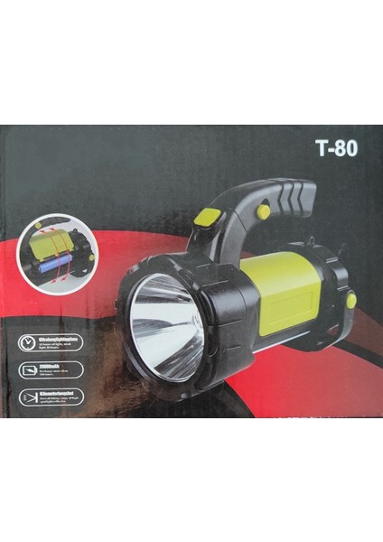 3 Modlu Lityum Şarjlı Işıldaklı Fener, 10W Led, 2 Km Menzil, Çok Fonksiyonlu