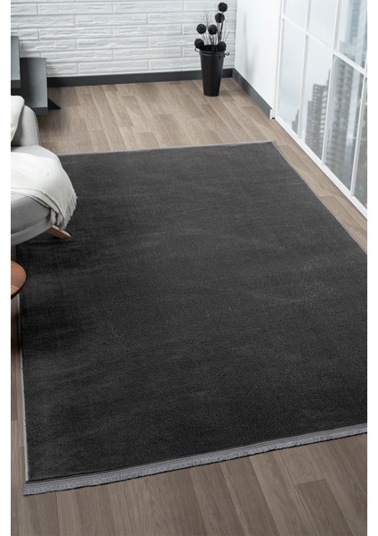 Yıkanabilir Kaymaz Taban Antrasit Post Peluş Halı Kesme Yolluk Oturma Odası Salon Yatak Odası Halısı