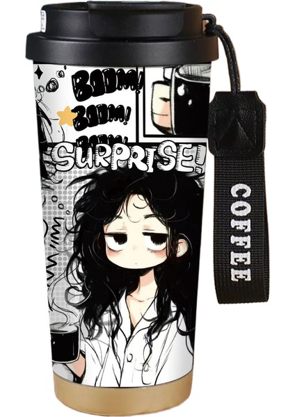 Çizgi Film Sevimli Vadideki Kahve Fincanı Çift Içki Kapağı 316 Paslanmaz Çelik Bardak (Yurt Dışından)