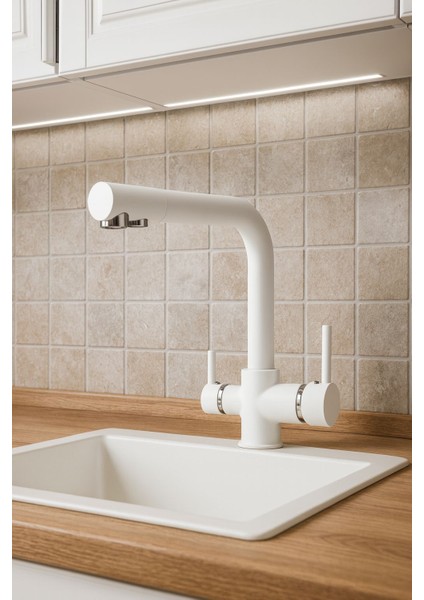 Arıtmalı Lüx Mutfak Eviye Bataryası-Beyaz modelleri