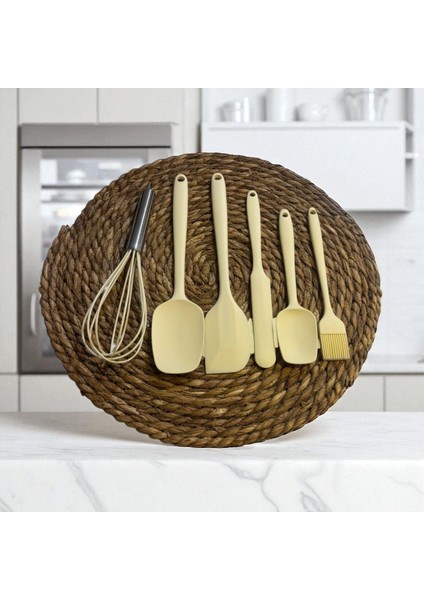 Elegant 6 Parça Silikon Servis Seti Takımı Krem