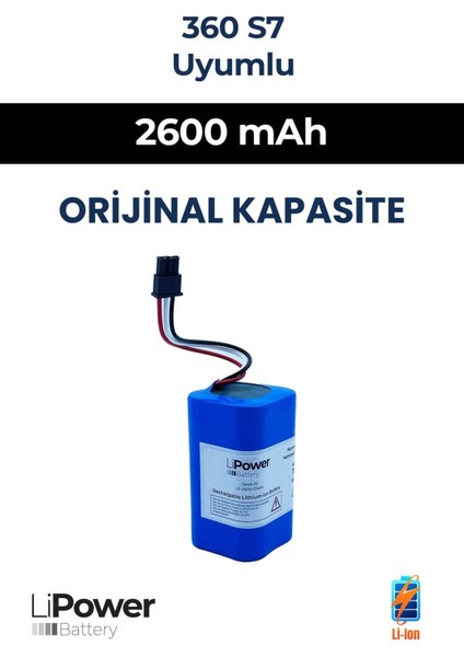 Mavi 2600MAH Orijinal Kapasite Robot Süpürge Bataryası HM360 S7 Uyumlu