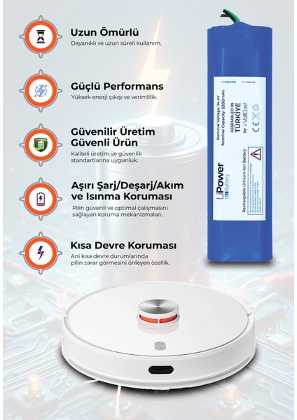 Mavi 2600MAH Orijinal Kapasite Robot Süpürge Bataryası HM360 S7 Uyumlu indirimleri