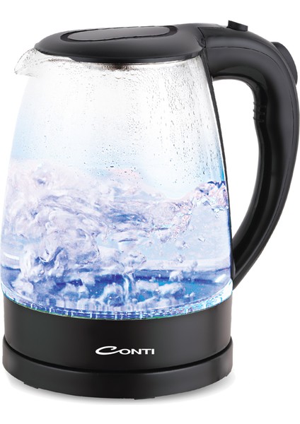 1500W Cam Su Isıtıcı Kettle, Siyah, Şık ve Pratik Tasarım