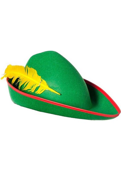 Yeşil Renk Robin Hood Şapkası Sarı Tüylü