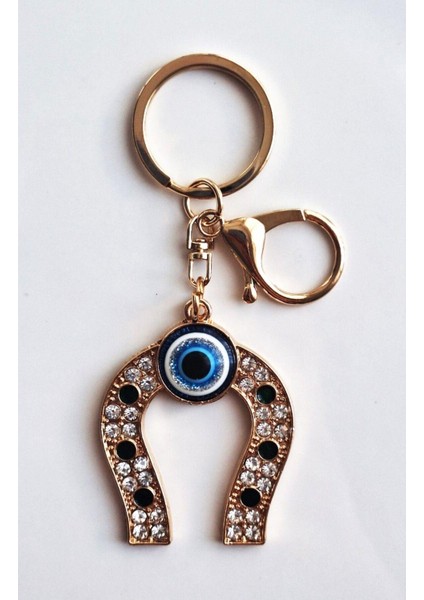 Lüks Hediyelik Zirkon Taşlı Şans Nal Anahtarlık & Çanta Süsü 10,5 cm