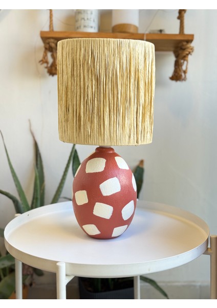 Kiremit Rengi Seramik Abajur