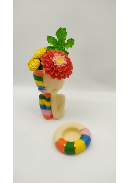 Çiçekli Renkli Yarım Yüz Krem ve Tealıght Mumluk Set fiyatları