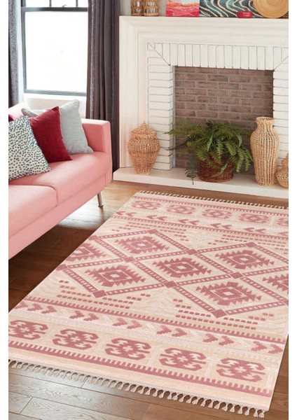 Noyan Pembe Halı Yumuşak Oturma Odası Salon Çocuk Odası Mutfak Halısı QP013