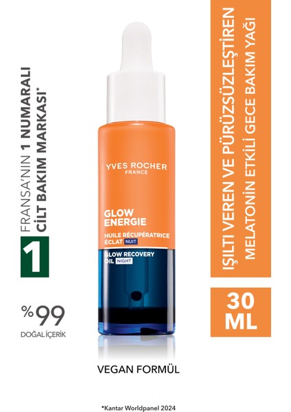 Gece Bakım Yağı - Işıltı Veren Antioksidan Botanik Kompleks Bakım Glow Energie 30ML