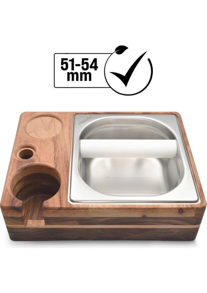 Ahşap Tamping Istasyonu ve Posalık Seti, 4'ü 1 Arada, 51-54 Mm, Ceviz Renk