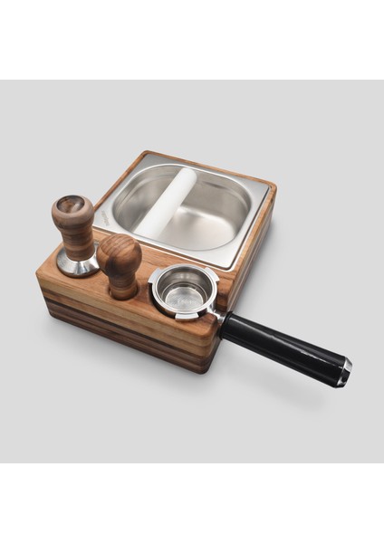 Ahşap Tamping Istasyonu ve Posalık Seti, 4'ü 1 Arada, 51-54 Mm, Ceviz Renk indirimleri