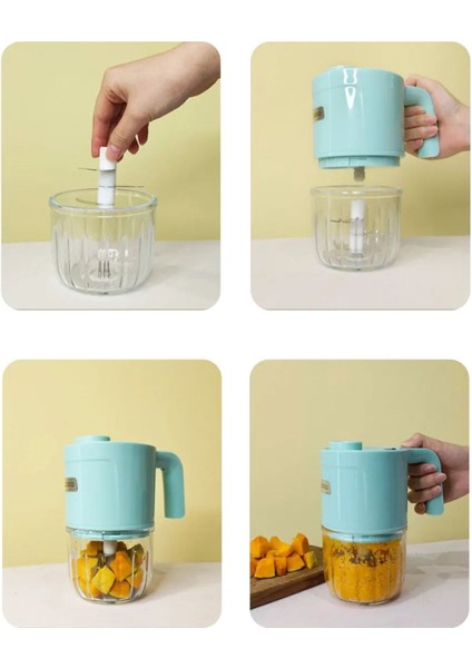 Şarjlı Çok Amaçlı 5'li Mikser Blender 300ML Turkuaz Renkli fırsatları