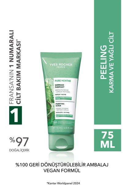 Yüz Peelingi-Karma,yağlı, Sivilce Eğilimli Cilt-Pure Menthe Arındırıcı Botanik Kompleks 75ML