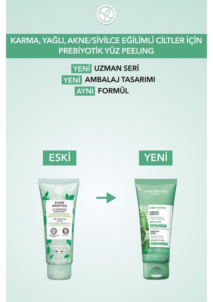Yüz Peelingi-Karma,yağlı, Sivilce Eğilimli Cilt-Pure Menthe Arındırıcı Botanik Kompleks 75ML modelleri