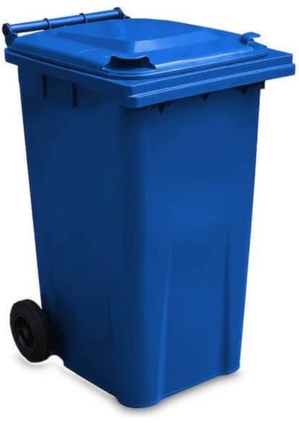 3 Adet Mavi 240 Litre Plastik Çöp Konteyneri - Isıya Dayanıklı, Faras Hediyeli