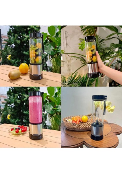 Taşınabilir Metal Blender Seti 450ML ve 380ML, Keskin Bıçaklı, Gri Renk indirimleri