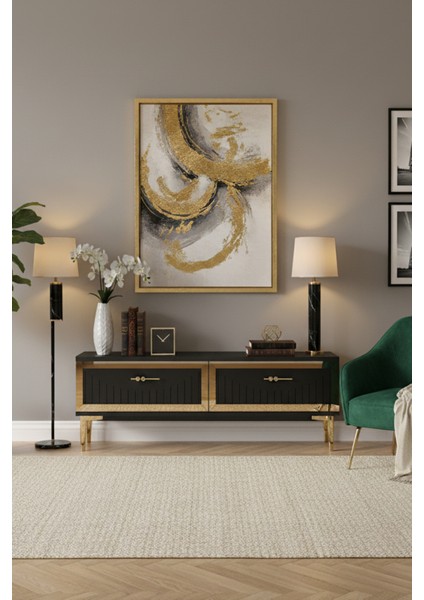 TSA1204AG- Tuna Tv Stand 120CM Antrasit- Altın