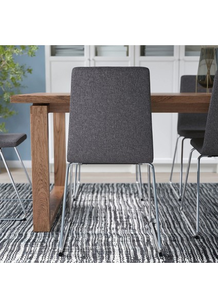 Lillanas Döşemeli Sandalye Krom Kaplama Gunnared Koyu Gri