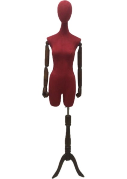 Ahşap Kukla, Kollu Kumaş Kafalı Pantolon Giyen Müzikli Terzi Mankeni