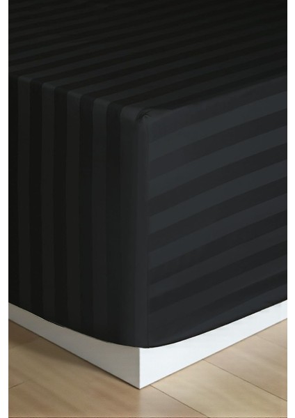 Pamuk Saten Lastikli Çarşaf Takımı Çizgili Çift Kişilik Beyaz/renkli Otel Tipi Lüx Yastıklı