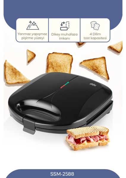 Mini Dilim Tost Makinesi, Şık Siyah Renk, Kolay Kullanım ve Pratik Lezzetler!