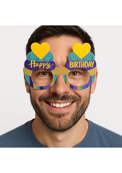 Cupcake Temalı Doğum Günü Renkli Karton Happy Birthday Gözlüğü 6 Adet (4887) fiyatları