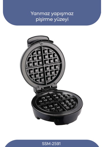 Yapışmaz Belçika Waffle Makinesi, 1000W, Siyah modelleri