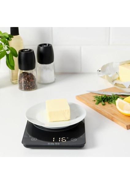 Siyah Dijital Mutfak Tartısı, Hassas Terazi, 3 Kg, Pratik ve Güvenilir Kullanım