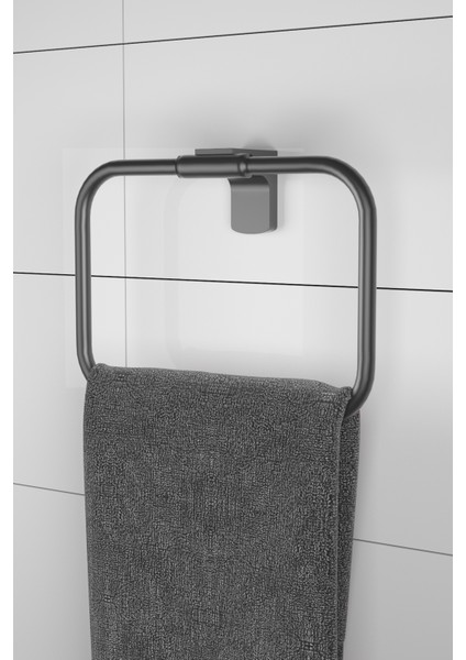 Premium Mat Siyah Kare Yuvarlak Havluluk