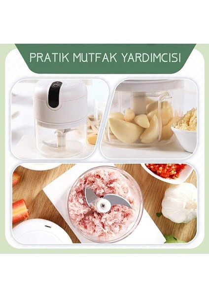 Şarjlı Mini El Rondosu, Çelik Bıçaklı, 300 Ml, Beyaz, Hafif ve Pratik Kullanım modelleri