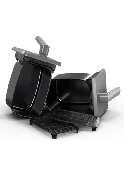 Çift Hazneli 4,4 Lt Air Fryer, Gri, Yağsız ve Sağlıklı Pişirme Cihazı fırsatları